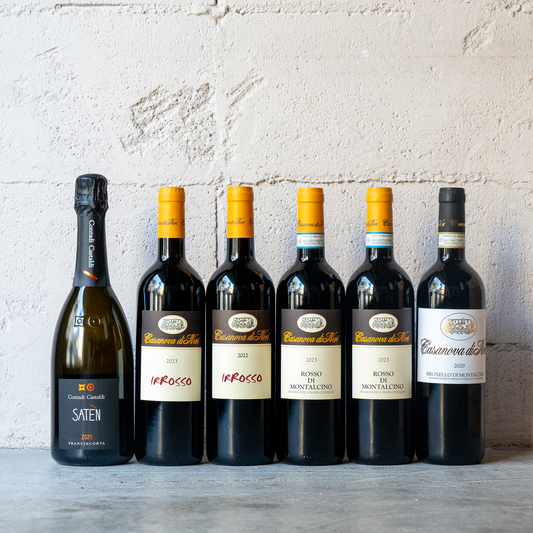 【特別価格】「バローロ」「バルバレスコ」に並ぶイタリアワイン三大銘酒のひとつ「ブルネッロ・ディ・モンタルチーノ」の造り手「カサノヴァ・ディ・ネリ」の赤ワインセット【泡赤赤赤赤5種6本】