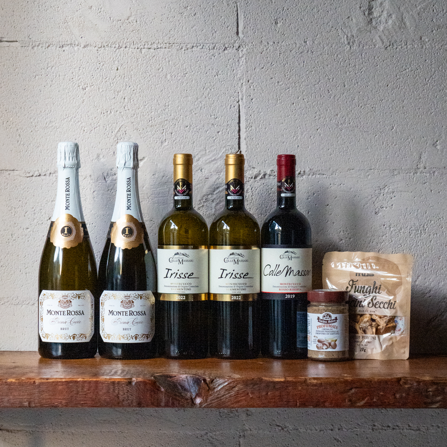 【大特価!!!】乾燥ポルチーニと万能キノコペーストが入ったトスカーナ州のワインを楽しむセット【泡白赤3種5本+キノコペースト+乾燥ポルチーニ】