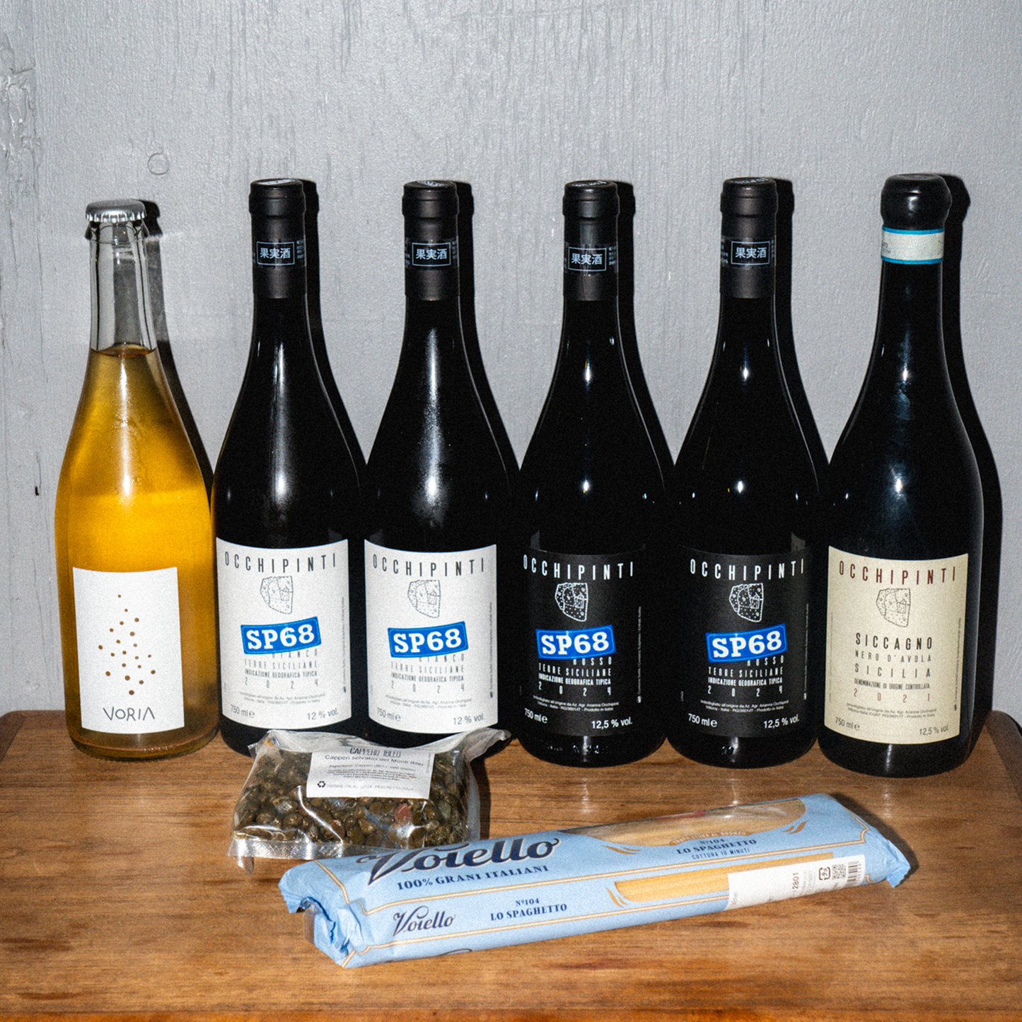 【入手困難】自然な栽培と醸造に取り組むシチリアの生産者「アリアンナ・オッキピンティ」のワインとケッパーを楽しむワインセット【泡白赤赤4種6本+ケッパー+スパゲッティ】