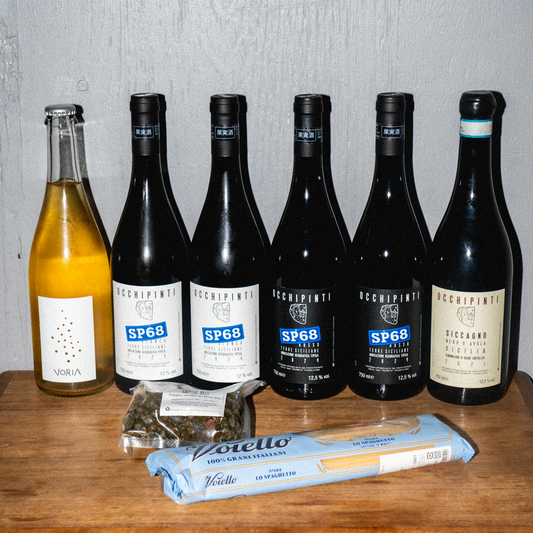 【入手困難】自然な栽培と醸造に取り組むシチリアの生産者「アリアンナ・オッキピンティ」のワインとケッパーを楽しむワインセット【泡白赤赤4種6本+ケッパー+スパゲッティ】